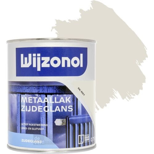 Wijzonol metaallak zijdeglans cremewit (RAL9001) 750 ml