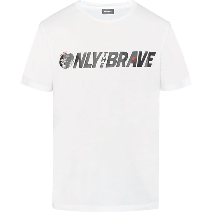 Diesel T-Just-SV Only The Brave Logo Witte T-Shirt