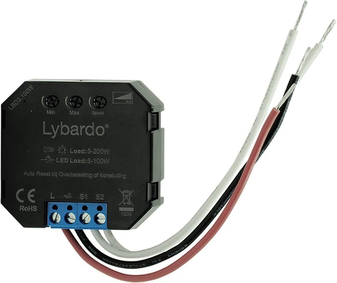 Lybardo - Puls LED Dimmer - Voor Dimmen met Pulsschakelaar - 5-100W - Inbouw