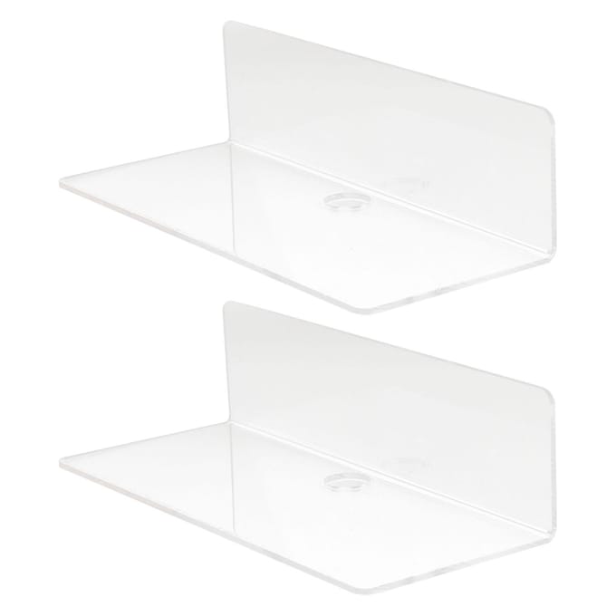 2 Stuks Transparante Zwevende Plank Acryl Fijn Oppervlak Delicaat Modern Transparant Wandmontage Plank Rek white
