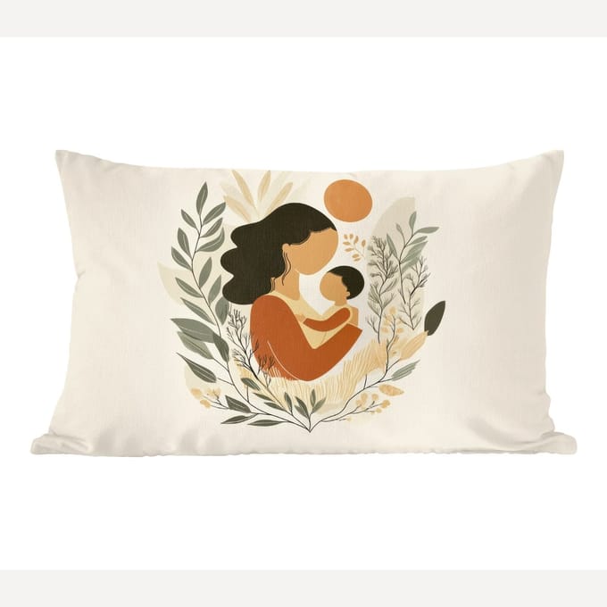 Sierkussens - Kussentjes Woonkamer - 60x40 cm - Illustratie - Moeder - Kind - Liefdevol