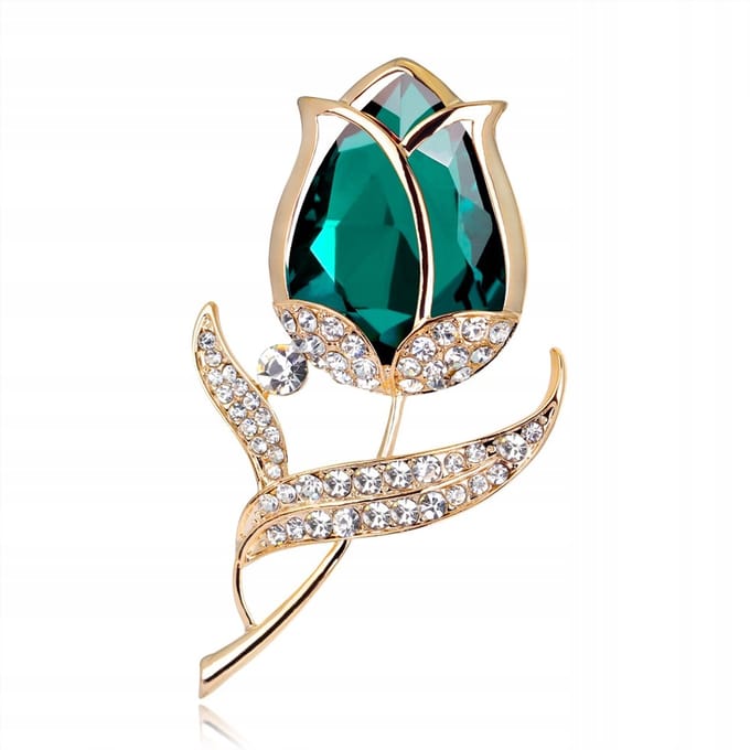PINETS Broche Rose Groen Goud Zirkonia