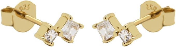 Karma Oorbellen Zirconia Double Squared | Goud