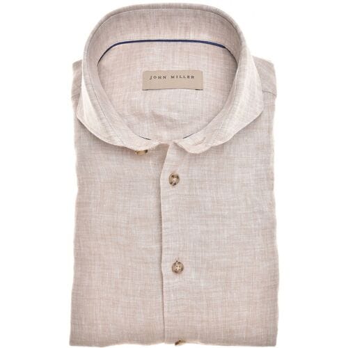 John Miller Overhemd Luxury Linen Licht Bruin / male