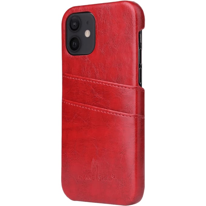 Fierre Shann iPhone 12 Mini Luxe Handgemaakt Hoesje met Pasruimte Rood