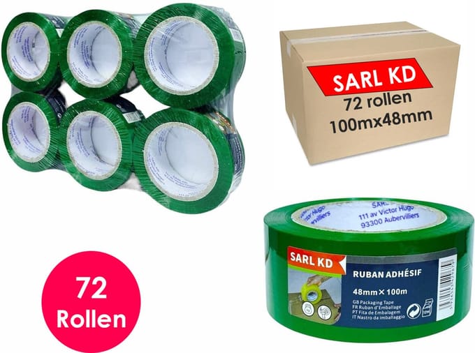 Verpakkingstape - 72 rollen - Groen - PP Plakband - 100m x 48mm - Polypropyleen tape - SARL KD®