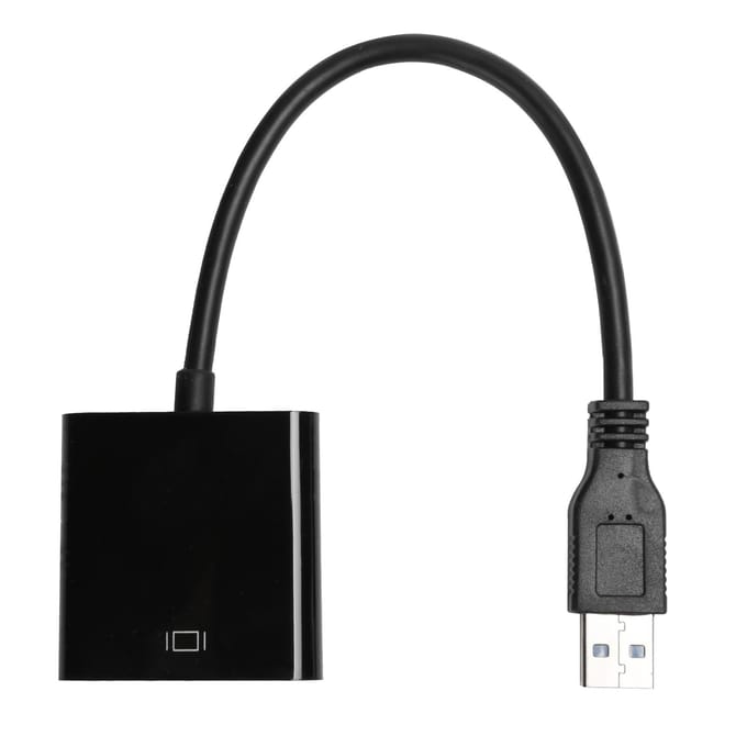 Câble adaptateur USB 3.0 vers VGA 1920 x 1080 ou convertisseur vidéo 5,0 Gbit/s pour Windows 7 8 10 gray
