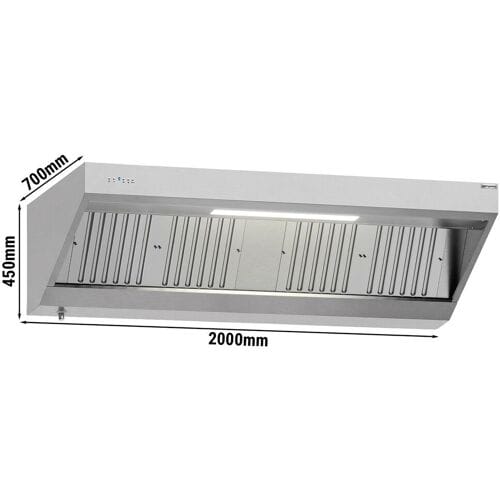 GGM Gastro Wandhaube mit Motor - 2000mm - mit Regler, Filter & Lampe