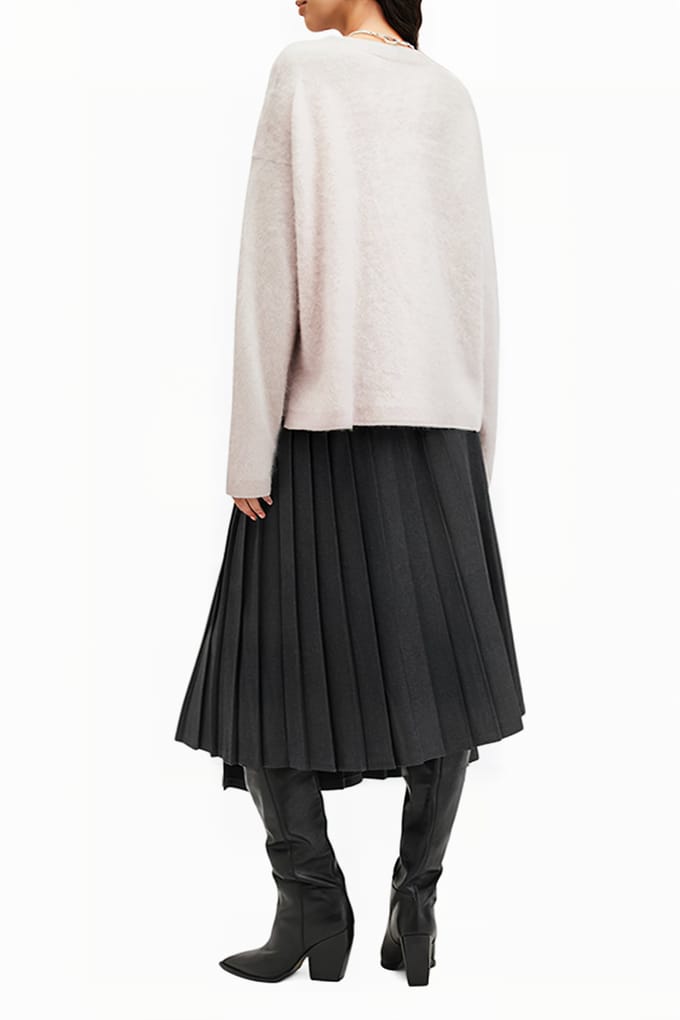 AllSaints Kaya Skirt Charcoal Grey Größe: 8 | Midiröcke Outlet | Damen | Schwarz