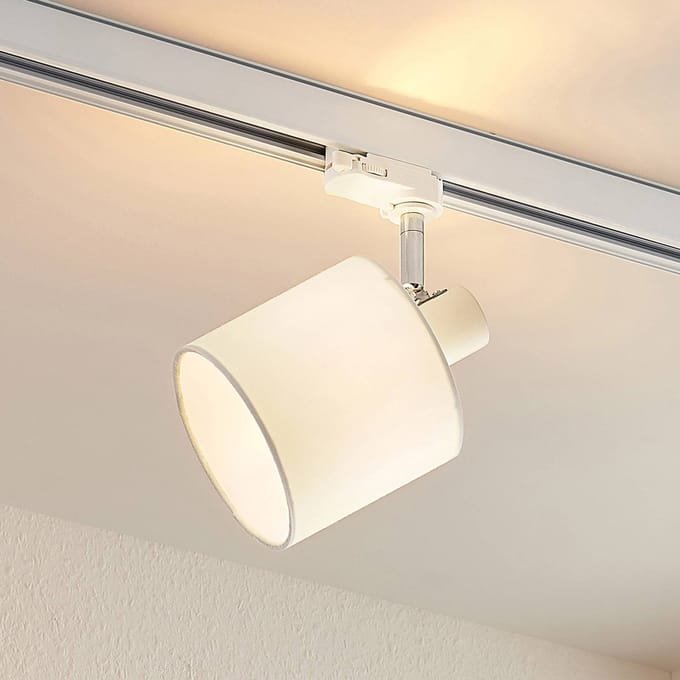 Arcchio - railverlichting - 1licht - Staal, kunststof, textiel - H: 17.8 cm - E14 - zandwit