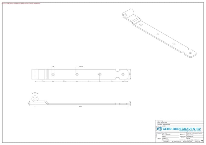 Duimheng - Met verzet - 40cm -voor 16mm duim - Verzinkt