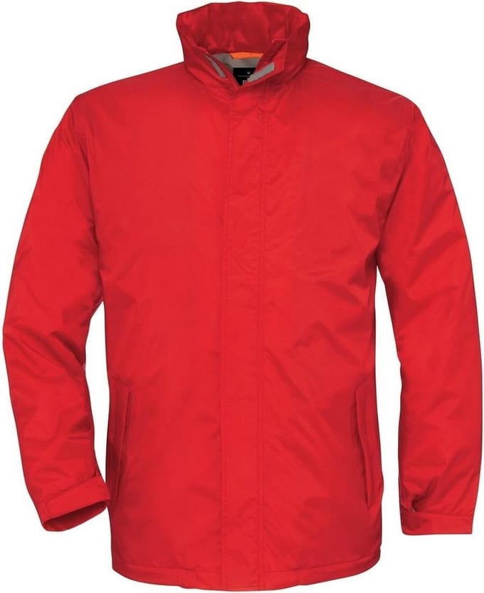 B&C Heren Ocean Shore Waterproof Hooded Fleece Lined Jacket (Rood)