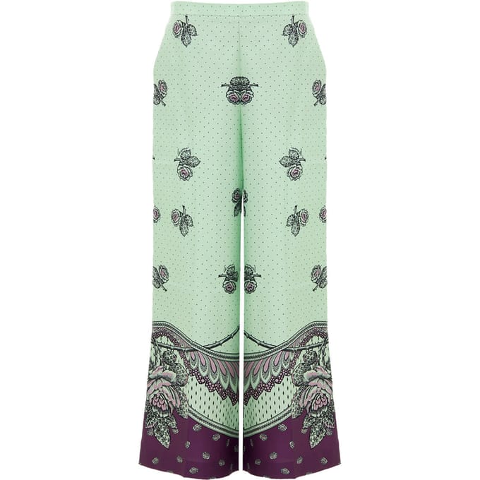 Paleisbroek in zijde met afdrukken Gucci