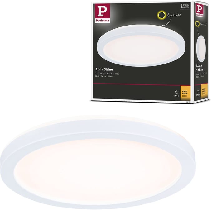 LED-paneel Atria Shine Backlight IP44 rond 190 mm 11,2W 850lm 3000K Wit