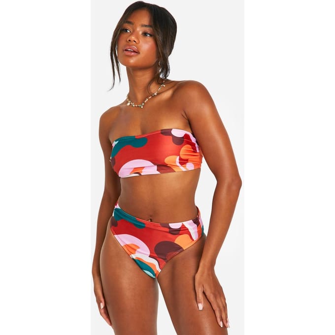 boohoo Dames Mix & Match Abstracte Hoge Taille Bikini Slip | Maat: 34