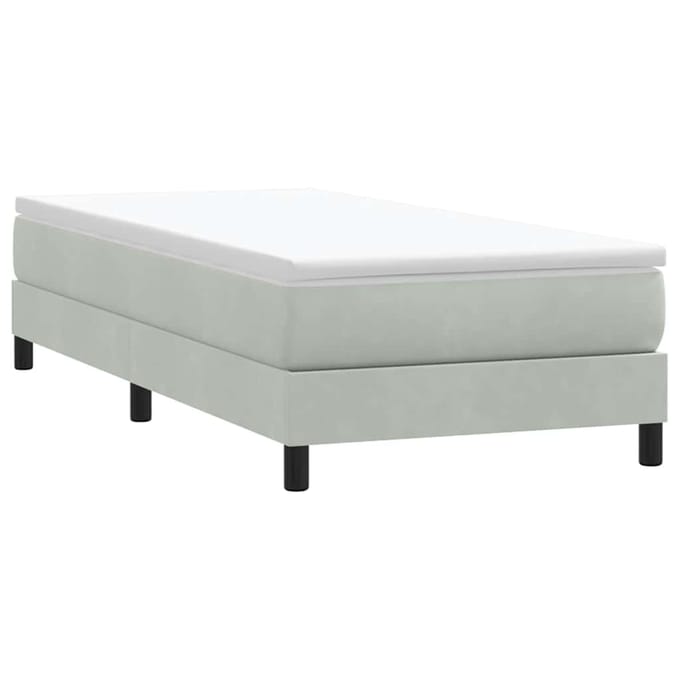 vidaXL - Boxspringbed - zonder - matras - 80x210 - cm - fluweel - lichtgrijs