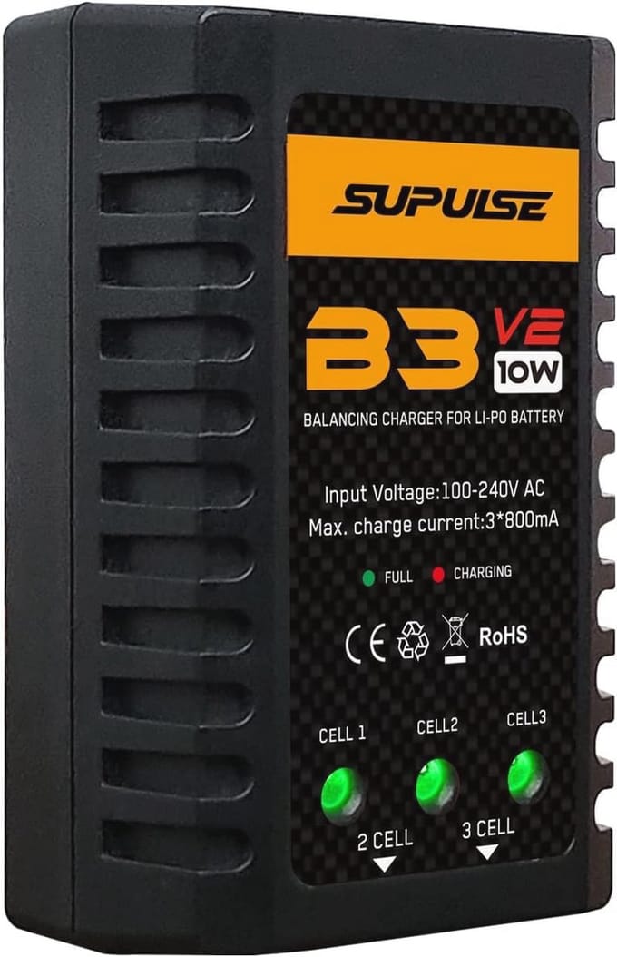 10W Lipo Oplader voor 2-3S RC Auto, Boot & Vliegtuig - Snel & Compact - 100-240V