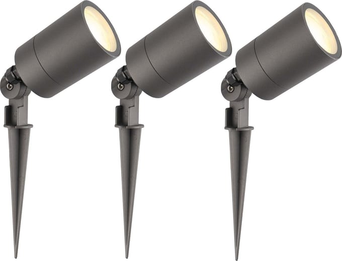 Ledvion - 3X LED Prikspots - Antraciet - IP65 - 5W - 2700K - 2M