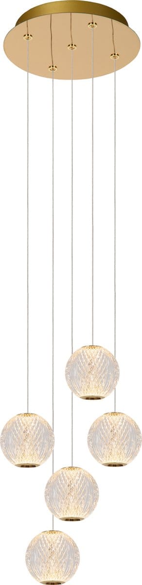 Lucide CINTRA - Hanglamp - Ø 32 cm - LED Dimbaar - 5x4,7W 2700K - Transparant