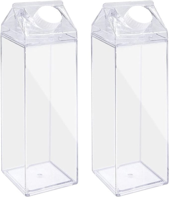 Jhubersproducts - Transparante Melkbox - Herbruikbare Waterfles