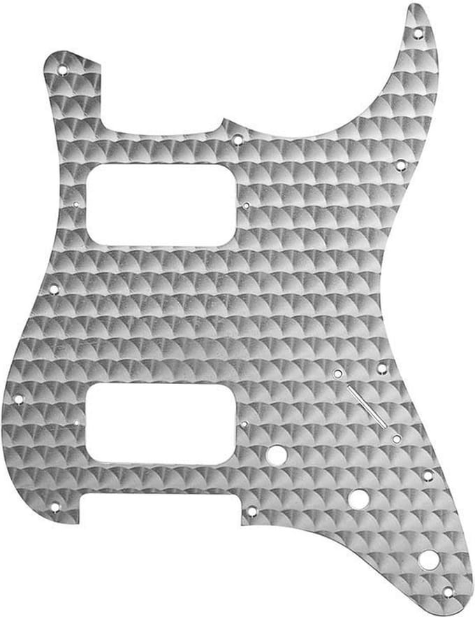 Fender 991382000 pickguard Strat HH, 11 screw holes, engine turned, clear