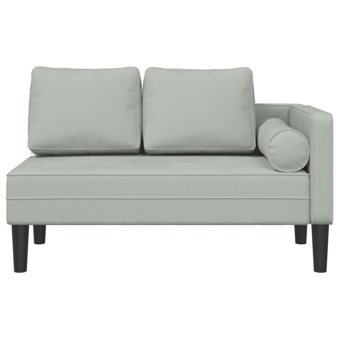 vidaXL - Chaise - longue - met - kussens - fluweel - lichtgrijs