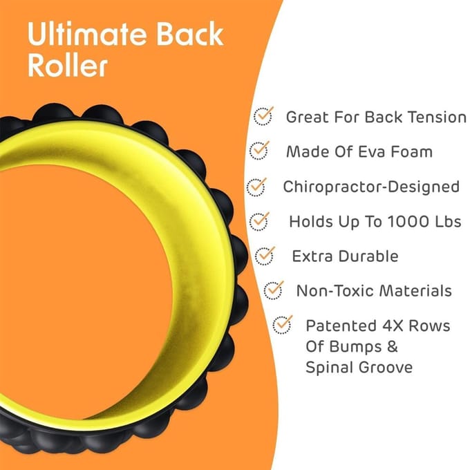 Back Roller Rugstrekker, Back Cracker Premium Yoga Wiel Foam Roller voor de behandeling van rugpijn Diepe weefselmassage-oefening