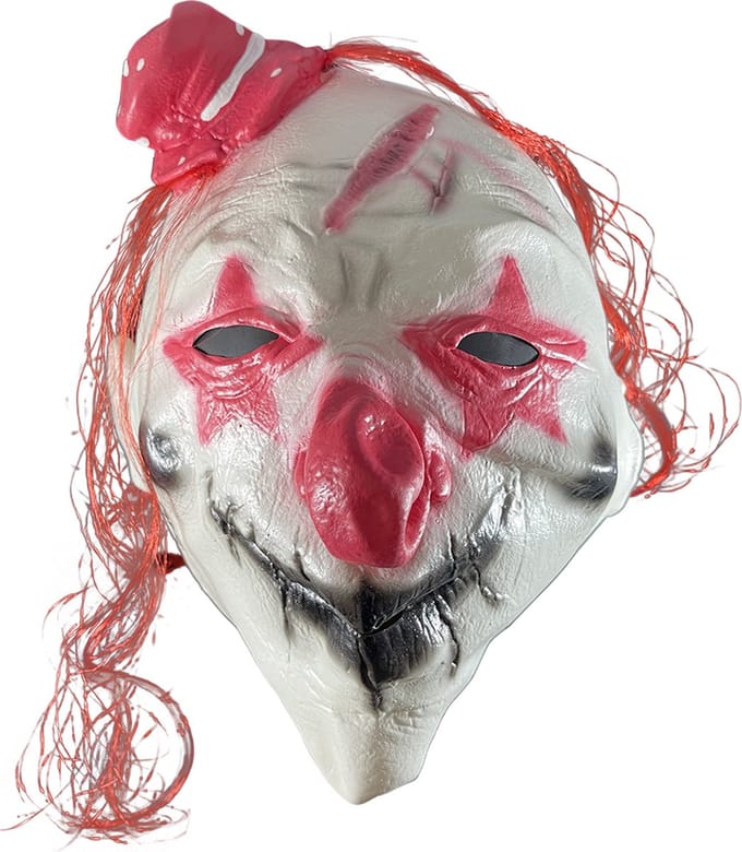 Fjesta© Halloween masker horror clown - Wit/rood - Latex
