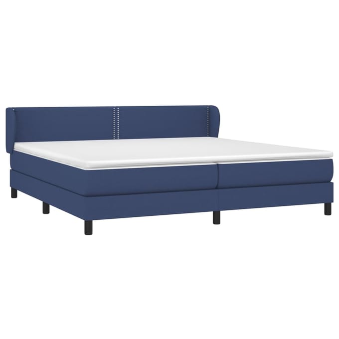 vidaXL - Boxspring - met - matras - stof - blauw - 200x200 - cm