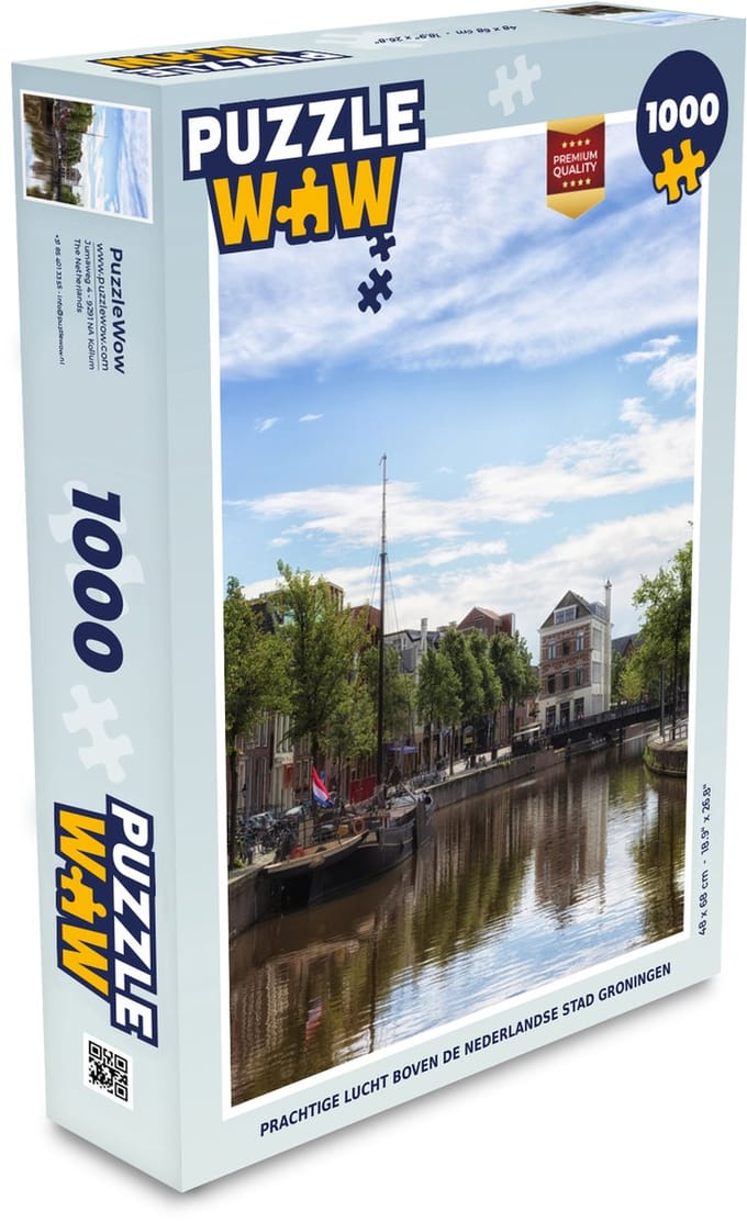 Puzzel Groningen - Zeilboot - Grachtenpand - Legpuzzel - Puzzel 1000 stukjes volwassenen