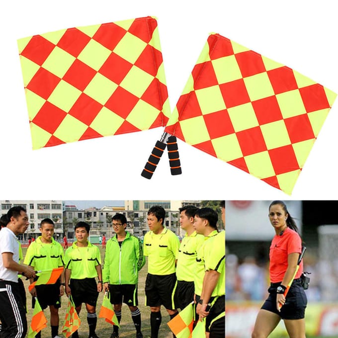 2 Stuks/Zak Voetbal Scheidsrechter Sport Wedstrijd Lijnrechter Vlag met Opbergzak black