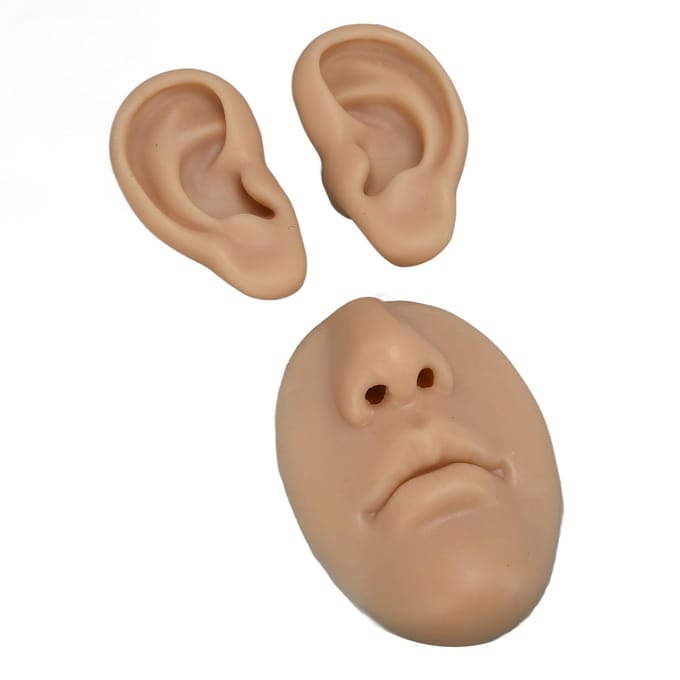 Siliconen oormodel beginnende gesimuleerde 3D neus- en mondmodel display prop leermiddel voor piercing
