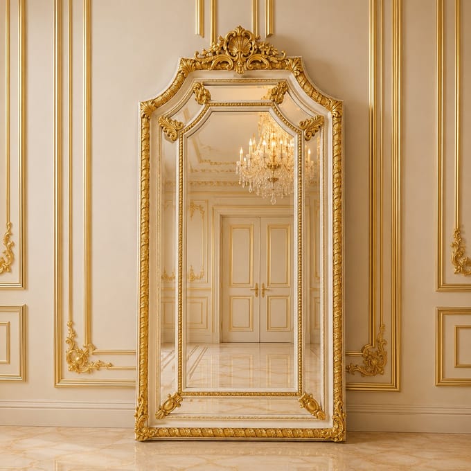 Barok Spiegel XL Aphrodite Crème-Goud