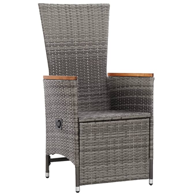 vidaXL - Tuinstoelen - 2 - st - verstelbaar - met - kussens - poly - rattan - grijs