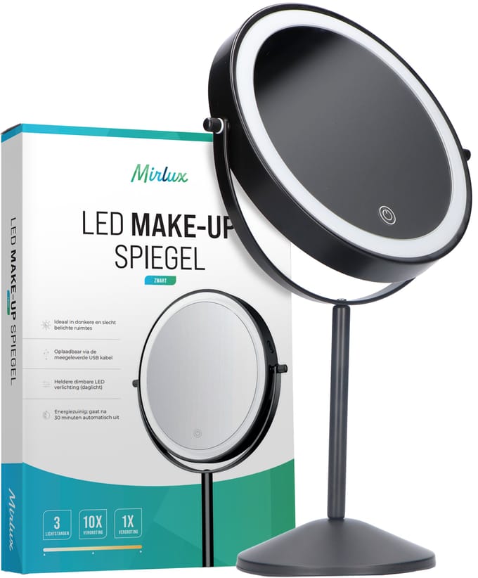 Make-Up Spiegel - Oplaadbaar - Zwart