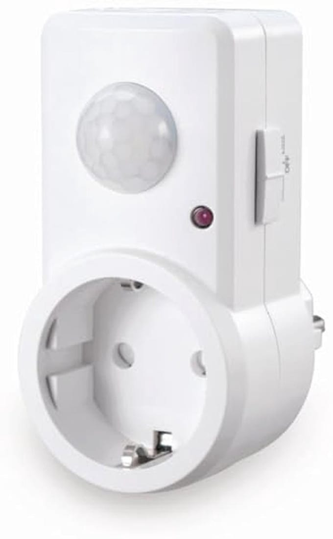 Infrarood Bewegingsmelder Tussenstekker - 120° Detectiebereik, 9m Werkveld, IP20, Wit
