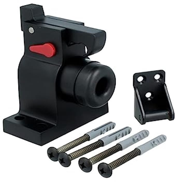 Deurstopper met Vastzetfunctie - Zwart - Duurzame Rubberen Buffer - Voor Zware Deuren