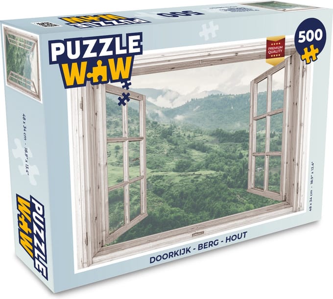 Puzzel Doorkijk - Berg - Hout - Legpuzzel - Puzzel 500 stukjes