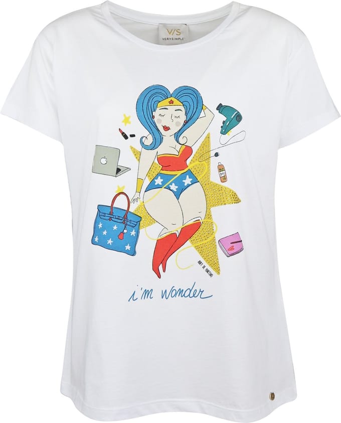 Verysimple • wit t-shirt I'm wonder • maat S (IT42)