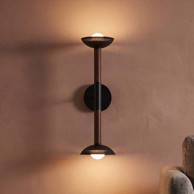 Elstead LED wandlamp Arden, matzwart, hoogte 57 cm, 2-lamps, metaal, dimbaar