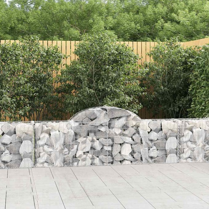 vidaXL - Schanskorf - gewelfd - 200x30x60/80 - cm - gegalvaniseerd - ijzer