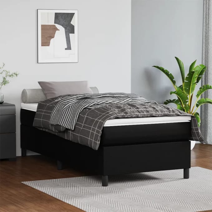 vidaXL - Boxspring - bed - kunstleer - zwart - 100x200 - cm