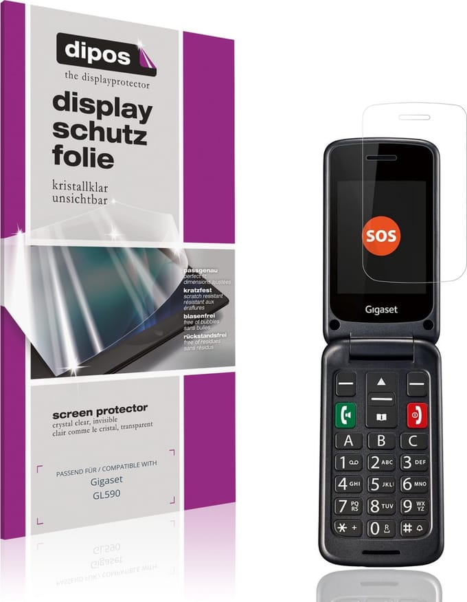 dipos – 4x Beschermfolie geschikt voor Gigaset GL590 | Krasbestendige & heldere Screenprotector Ultra-Thin