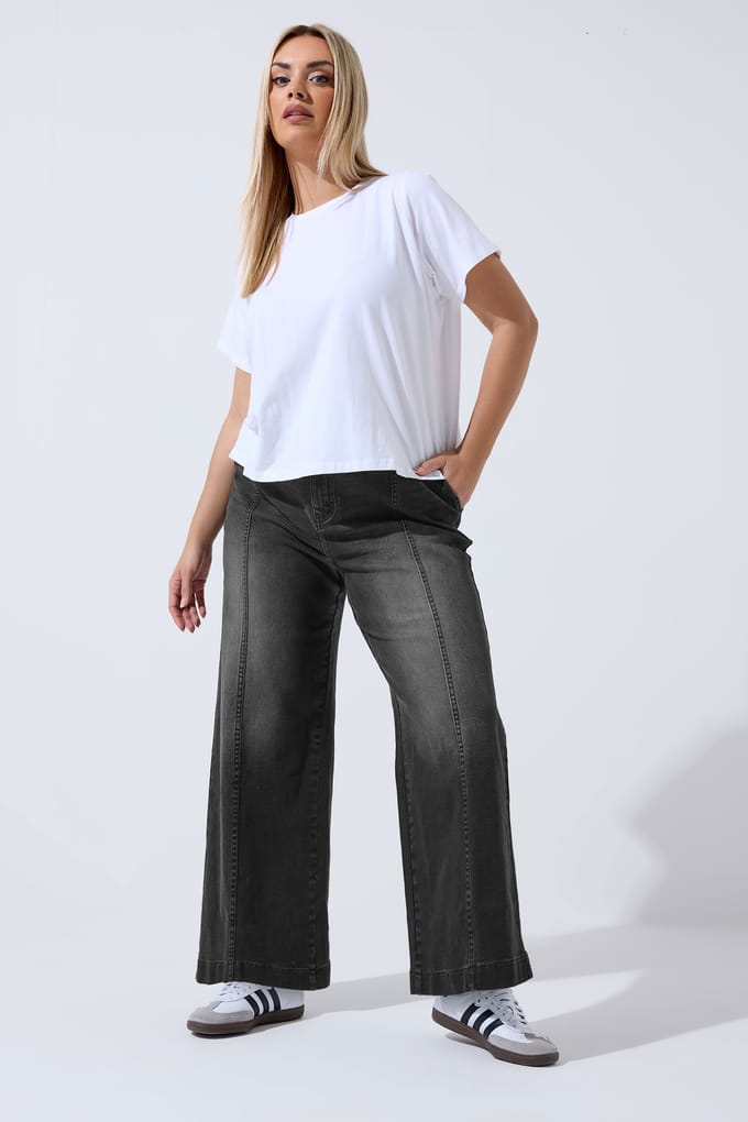 Limited Collection Yours Zwarte Gewassen Jeans Met Stikselssize 48