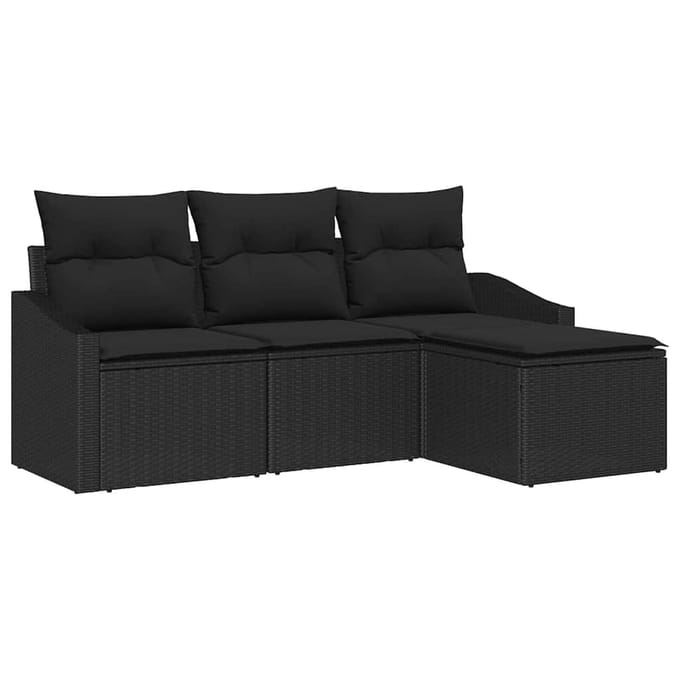 vidaXL Bankstel 4 st Zwart poly rattan