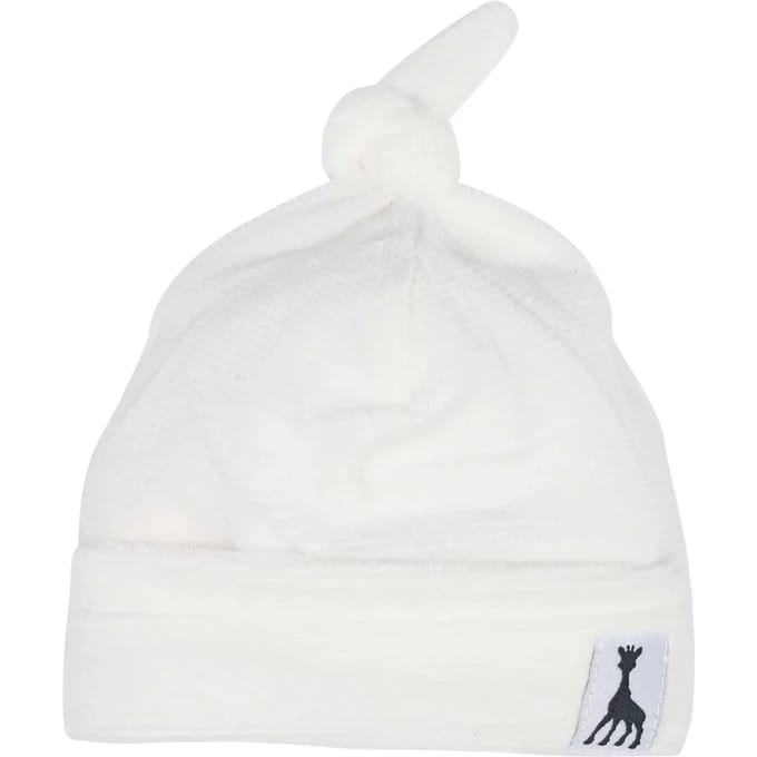 Sophie de giraf - mutsje - velours - baby rib - gebroken wit - 0-1 Maand