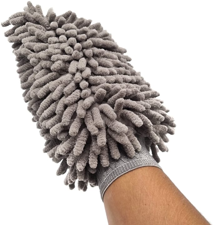 Gadgetpoint - Auto Schoonmaak Spons - Autospons - Washandschoen - Schoonmaakspons Handschoen- 1 zijdig Grijs