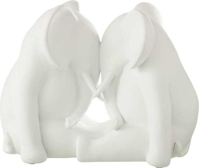 J-Line decoratie Olifant Face to Face - polyresin - wit
