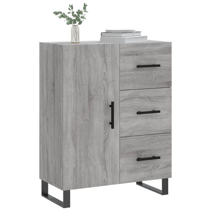 vidaXL - Dressoir - 69,5x34x90 - cm - bewerkt - hout - grijs - sonoma - eikenkleurig
