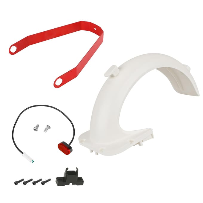 Achterspatbordset Scootervervangingsaccessoire met spatbordbeugel Achterremlicht Compatibel Mudguard & Red Bracket & Brake Light